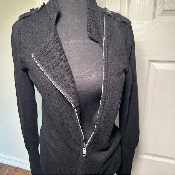 Banana Republic Black Cowl Neck Sweater with Asymmetric Zipper - Picture 3 of 6